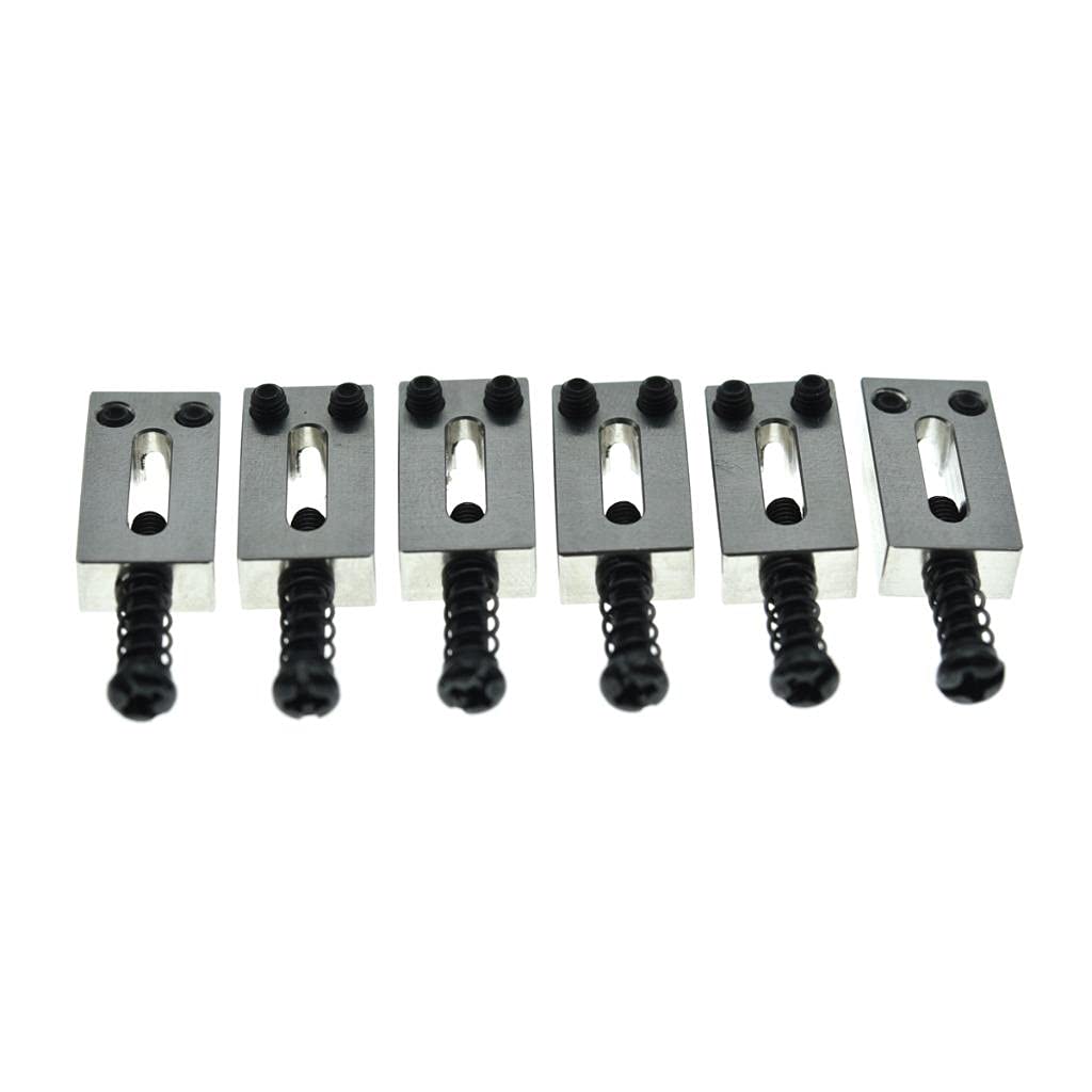 KAISH Upgraded Version Stainless Steel Guitar Bridge Saddles 10.8mm String Spacing with Black Screws for Stratocaster/Telecaster